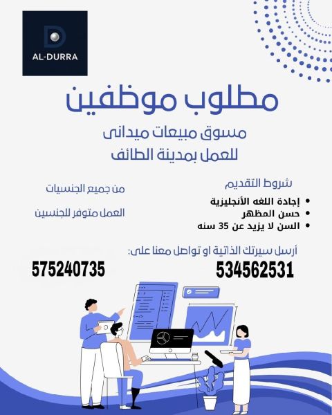 مطلوب مسوق مبيعات ميداني