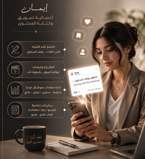 أنا ايمان أخصائية تسويق