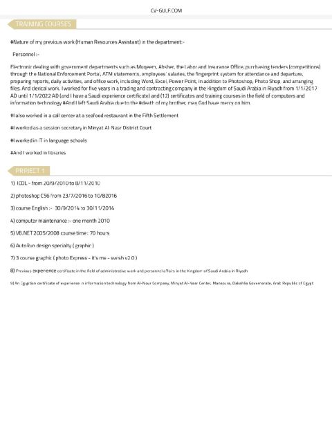 طبيعة عملي سابقا (مساعد